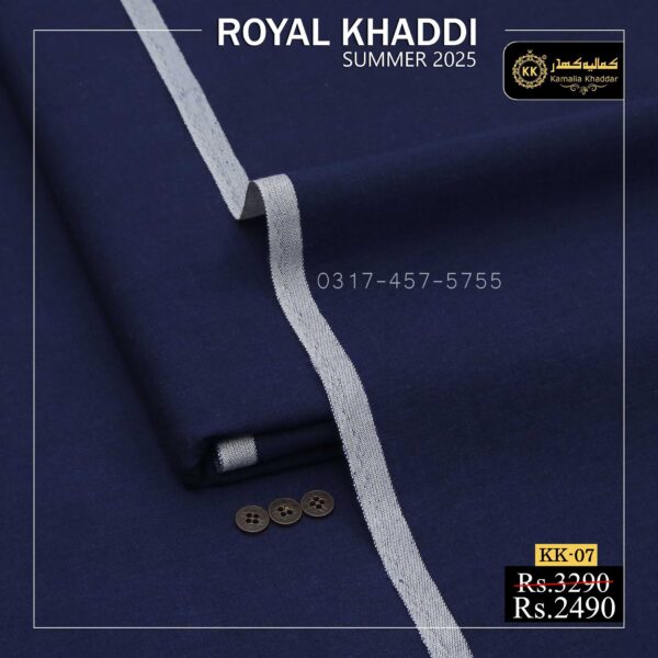 KK-07 Navy Blue Summer Khadi Cotton Khaddar