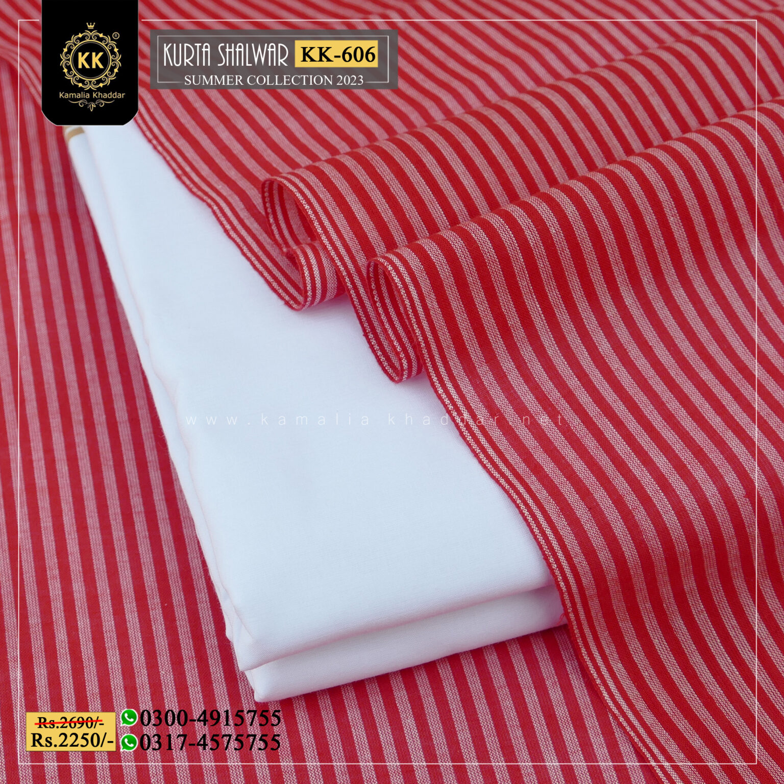 KK-606 Lining Kamalia Khaddar Kurta Shalwar made with 100% Pure Dyed Yard Cotton Kamalia Khaddar