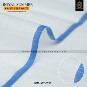 K-801 White Self Designer Summer Kamalia Khaddar is made with 100% Pure Cotton Khaddar. Clad yourself in the bright colors of this soft comfortable earthy texture Summer Khadi Cotton Kamalia Khaddar 2023 and be admired in the summer season.