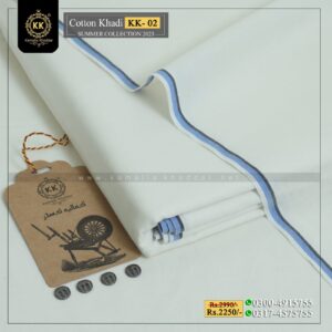 KK-02 Off-White Cream Kamalia Khaddar Summer Collection.