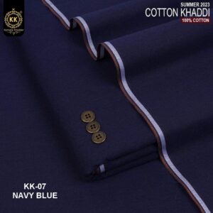 KK-07 Navy Blue Summer Cotton Khadi Khaddar of Kamalia made with 100% Pure Cotton Khaddar