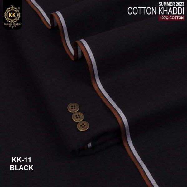 KK-11 Black Summer Cotton Khadi Khaddar of Kamalia made with 100% Pure Cotton Khaddar