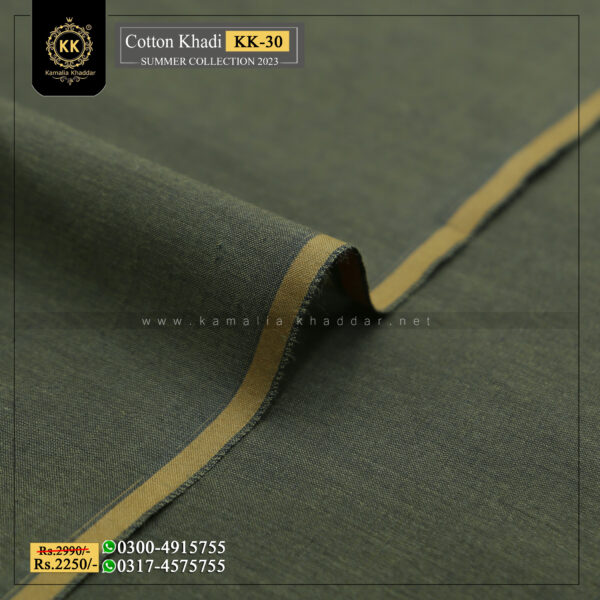 KK-30 Zaitoon Summer Cotton Khadi Khaddar of Kamalia made with 100% Pure Cotton Khaddar