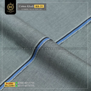 KK-31 Silver Grey Summer Cotton Khadi Khaddar of Kamalia made with 100% Pure Cotton Khaddar
