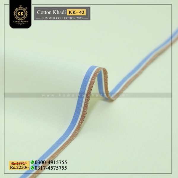 KK-42 Summer Cotton Khadi Khaddar of Kamalia made with 100% Pure Cotton Khaddar