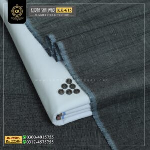 KK-615 Grey Designer Khaddar Kurta With White Shalwar Kamalia Khaddar Summer Collecton.