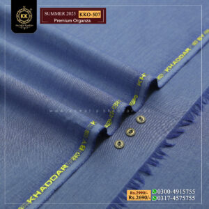 KKO-507 Premium Organza Kamalia Premium Khaddar is made with 100% Pure Cotton Khaddar. Clad yourself in the bright colors of this soft comfortable earthy texture Summer Khadi Cotton Kamalia Khaddar 2023 and be admired in the summer season.
