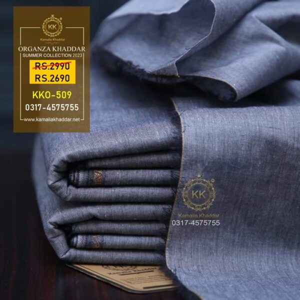 KKO-509 Premium Organza Kamalia Premium Khaddar is made with 100% Pure Cotton Khaddar. Clad yourself in the bright colors of this soft comfortable earthy texture Summer Khadi Cotton Kamalia Khaddar 2023 and be admired in the summer season.