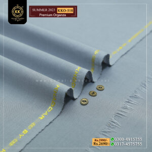 KKO-518 Ferozi Premium Organza Kamalia Premium Khaddar is made with 100% Pure Cotton Khaddar. Clad yourself in the bright colors of this soft comfortable earthy texture Summer Khadi Cotton Kamalia Khaddar 2023 and be admired in the summer season.