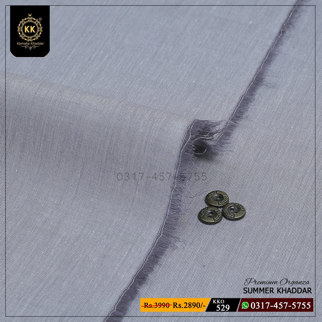 KKO-529 Malaysia Grey Premium Organza Kamalia Khaddar Summer 2024 Our luxury and coolest Kamalia Khaddar collection "Premium Organza Khaddar 2024" has been launched. You know what’s best about Khadi Khaddar? You can style them in all seasons, they are perfect for the summer evenings, sunny winters, autumn’s events and spring’s outings. A