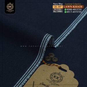 LK-207 Navy Blue Kamalia Lawn Khaddar Summer Collection