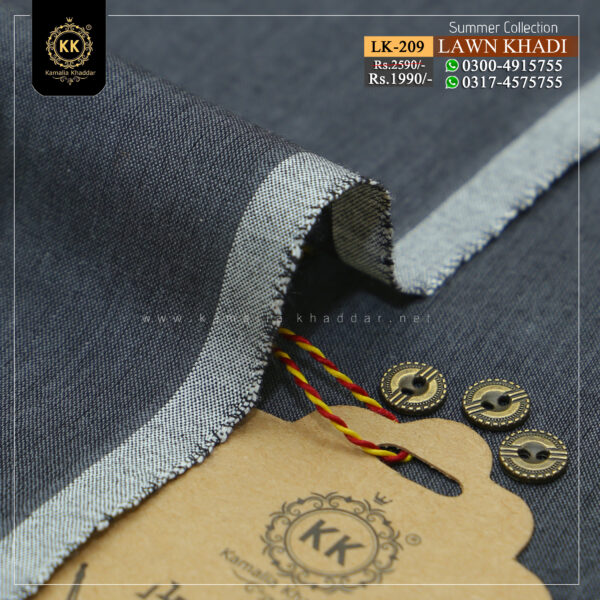 LK-209 Lawn Khadi Khaddar of Kamalia made with 100% Pure Cotton Khaddar. Clad yourself in the bright colors of this soft comfortable earthy texture Summer Khadi Cotton Kamalia Khaddar 2023 and be admired in the summer season.