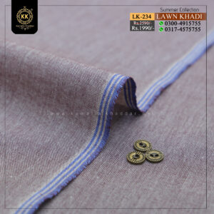 LK-234 Lawn Khadi Khaddar of Kamalia made with 100% Pure Cotton Khaddar. Clad yourself in the bright colors of this soft comfortable earthy texture Summer Khadi Cotton Kamalia Khaddar 2023 and be admired in the summer season.