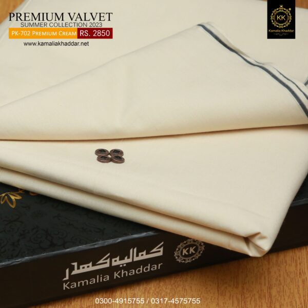 PK-702 Premium OFF White Khaddar is made with 100% Pure Cotton Khaddar. Clad yourself in the bright colors of this soft comfortable earthy texture Summer Khadi Cotton Kamalia Khaddar 2023 and be admired in the summer season.