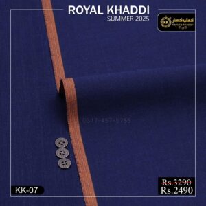 KK-07 Navy Blue Summer Khadi Cotton Khaddar