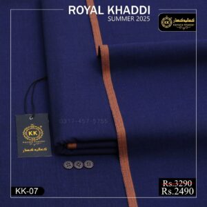 KK-07 Navy Blue Summer Khadi Cotton Khaddar