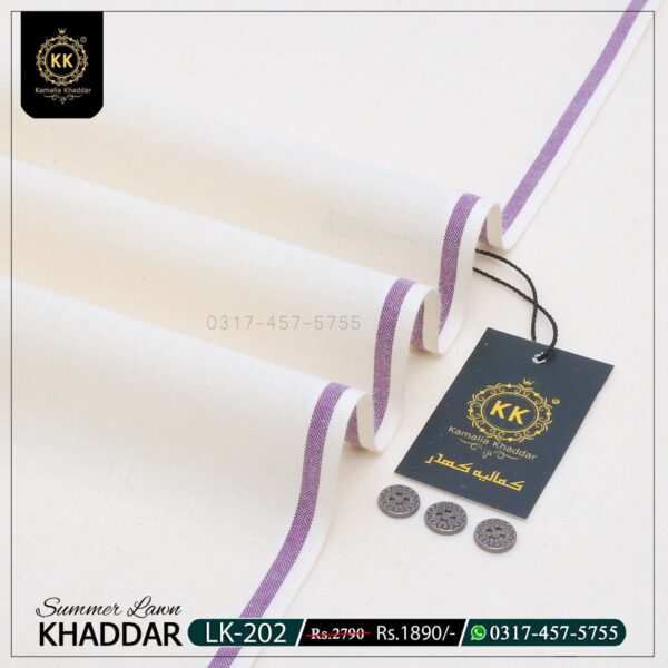 LK-202 Off White Summer Lawn Khaddar