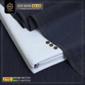 KK-620 Designer Khaddar Kurta With White Shalwar Kamalia Khaddar Summer Collection