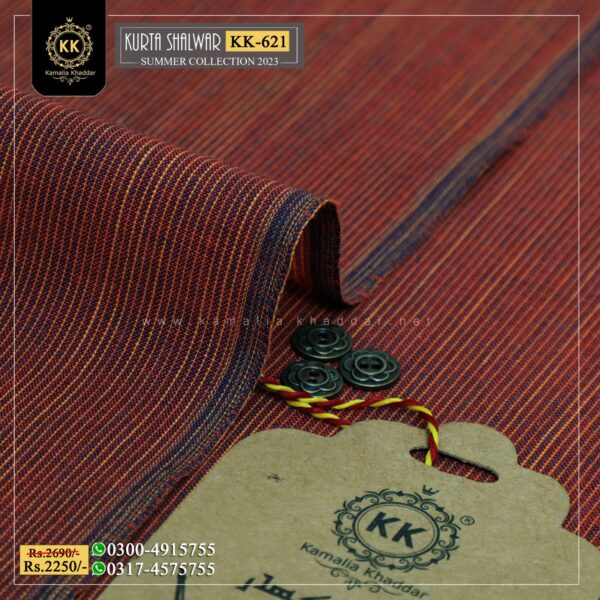 KK-621. Designer Khaddar Kurta With White Shalwar Kamalia Khaddar Summer Collection