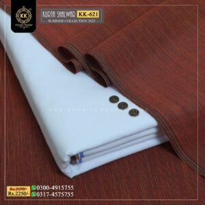 KK-621. Designer Khaddar Kurta With White Shalwar Kamalia Khaddar Summer Collection