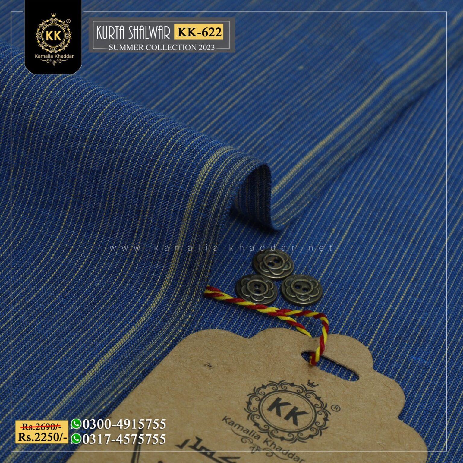 KK-622 Designer Khaddar Kurta With White Shalwar Kamalia Khaddar Summer Collection