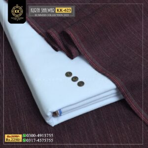 KK-623. Designer Khaddar Kurta With White Shalwar Kamalia Khaddar Summer Collection