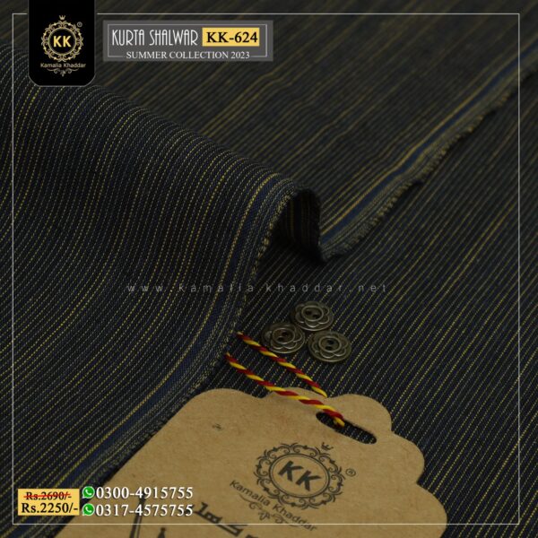 KK-624. Designer Khaddar Kurta With White Shalwar Kamalia Khaddar Summer Collection