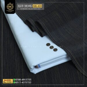 KK-624. Designer Khaddar Kurta With White Shalwar Kamalia Khaddar Summer Collection