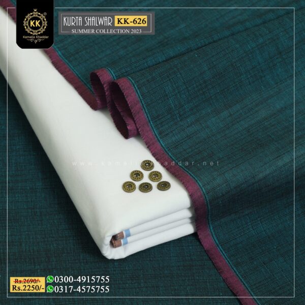 KK-626 Designer Khaddar Kurta With White Shalwar Kamalia Khaddar Summer Collecton