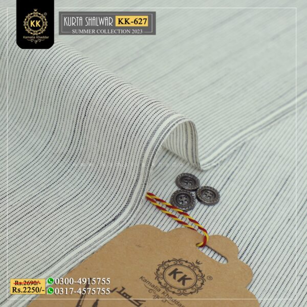 KK-627 Designer Khaddar Kurta With White Shalwar Kamalia Khaddar Summer Collecton
