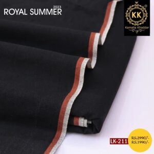 2023 Summer: LK-211 Pure Black Lawn Khadi Cotton Khaddar