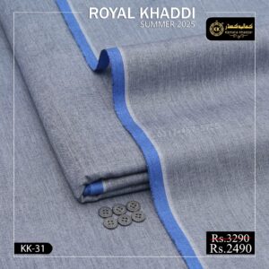 KK-31 Silver Grey ROYAL KHADDI Summer Khaddar