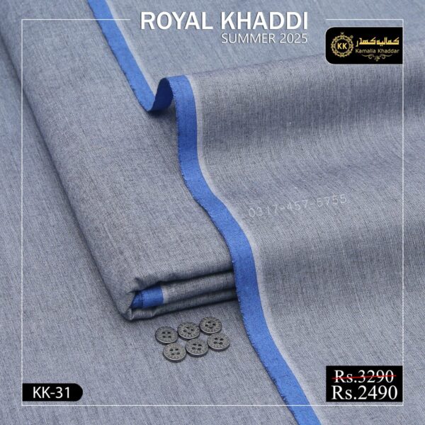 KK-31 Silver Grey ROYAL KHADDI Summer Khaddar