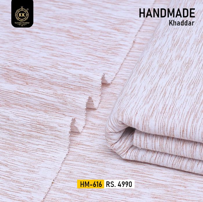 HM-616 Handmade Khadi Khaddar Winter Collection The yarn of Kamalia Handmade Khaddi Khaddar is prepared through the traditional Charkha-spinning process, every thread carries the natural irregularities and individuality that make handmade fabric different from mass-produced machine-made cloth.