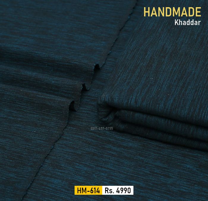 HM-614 Handmade Khadi Khaddar Winter Collection The yarn of Kamalia Handmade Khaddi Khaddar is prepared through the traditional Charkha-spinning process, every thread carries the natural irregularities and individuality that make handmade fabric different from mass-produced machine-made cloth.