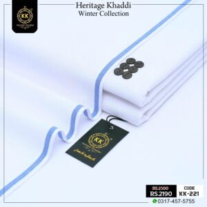 KK-221 Pure White Khaddar Winter Collection 2024-25