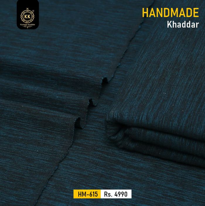 HM-615 Handmade Khadi Khaddar Winter Collection The yarn of Kamalia Handmade Khaddi Khaddar is prepared through the traditional Charkha-spinning process, every thread carries the natural irregularities and individuality that make handmade fabric different from mass-produced machine-made cloth.