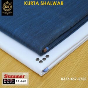 KK-620 Designer Premium Khaddar Kurta With White Shalwar