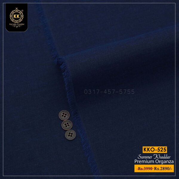 KKO-525 Navy Blue Premium Organza Summer Khaddar