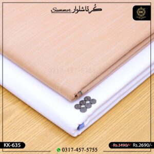 KK-635 Designer Premium Khaddar Kurta With White Shalwar