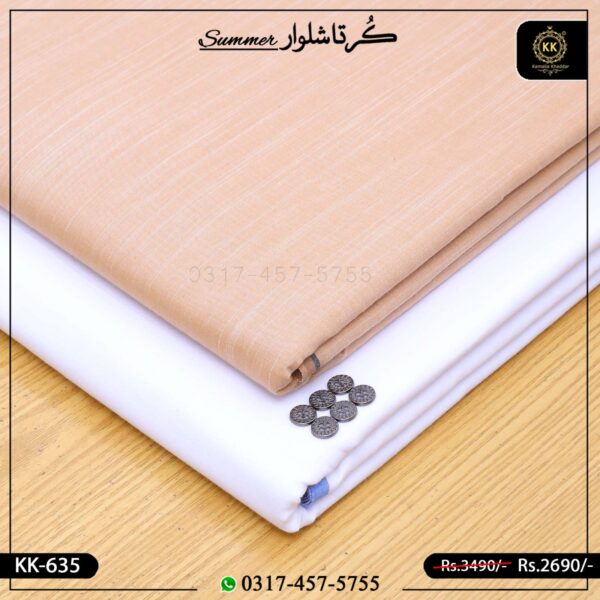 KK-635 Designer Premium Khaddar Kurta With White Shalwar