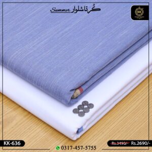 KK-636 Designer Premium Khaddar Kurta With White Shalwar
