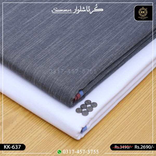 KK-637 Designer Premium Khaddar Kurta With White Shalwar
