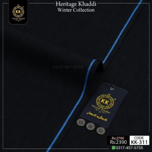 KK-311 Pure Black Heritage Khaddi Winter Collection 2025-26
