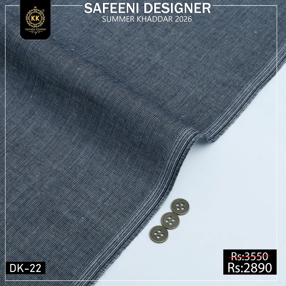 DK-22 Safeeni Designer Kamalia Khaddar Summer Collection Kamalia Khaddar proudly unveils its Summer Collection 2026, a refined celebration of timeless craftsmanship blended with contemporary elegance. Designed for the modern individual who values authenticity and comfort, this collection captures the true essence of Pakistani summers—light, breathable, and effortlessly graceful.