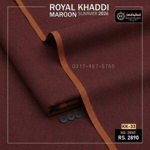 KK-33 Maroon Royal Khaddi Summer Khaddar