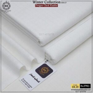 CK-01 Extra White Designer Check Khaddar Winter Collection